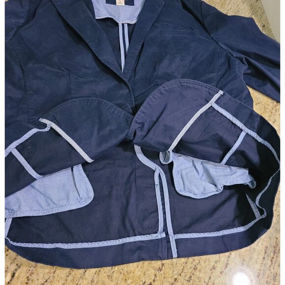 LL Bean Blazer Jacket Navy Blue Size L Stretch Cotton 2 button #501215 - Picture 6 of 13